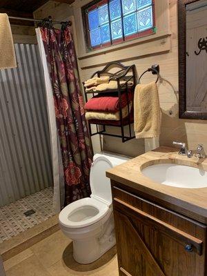 Bathroom in the roost cabin