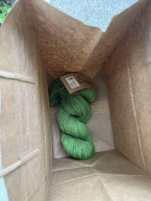 I chose a green merino yarn