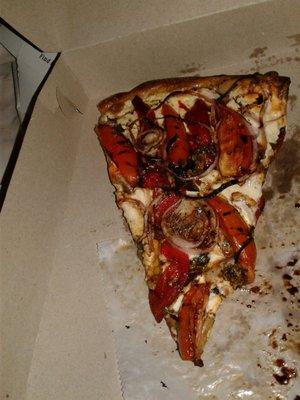 Sorrento slice##roasted peppers##red carmelized onions##fresh mozzarella##balsamic##delicious