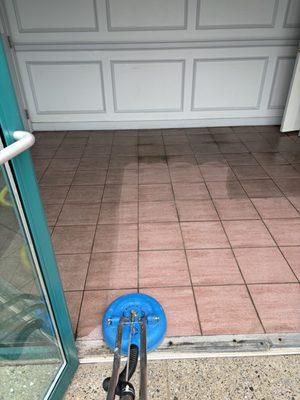 Tile and grout cleaning at a health care facility.