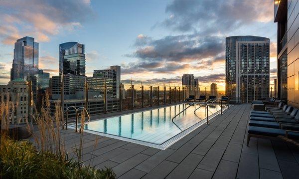 3Eleven rooftop deck during sunset