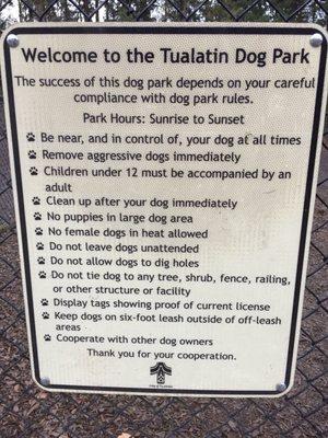 Rules of the dog run