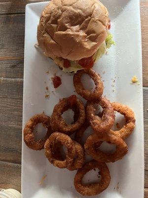 8oz. Angus burgers with onion rings