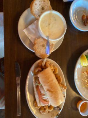 1/2 shrimp poboy and soup for $18.00