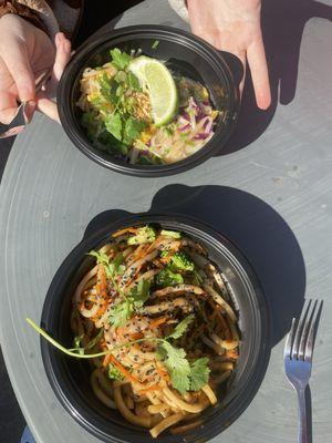 Japanese Pan Noodles with shrimp and Pad Thai