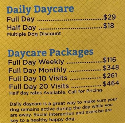 Pricing for day care