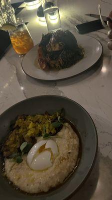 Jerk Chicken and Mushroom Grits (forgot to take a photo of the menu so not the exact names)