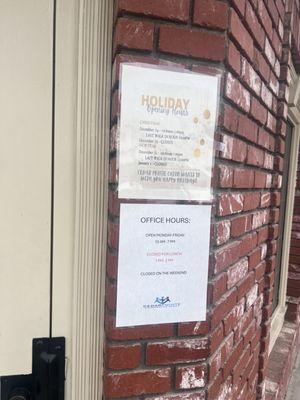 Updated holiday hours