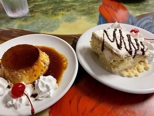 Flan and tres leches