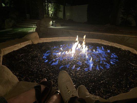 Fire pit in the new backyard