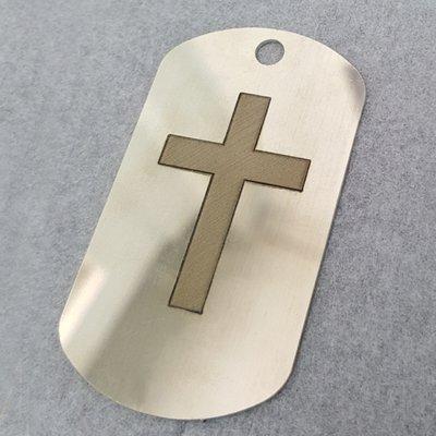 Dog Tag Engraving with Cross