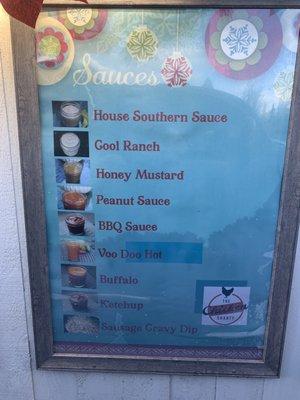 Sauce menu