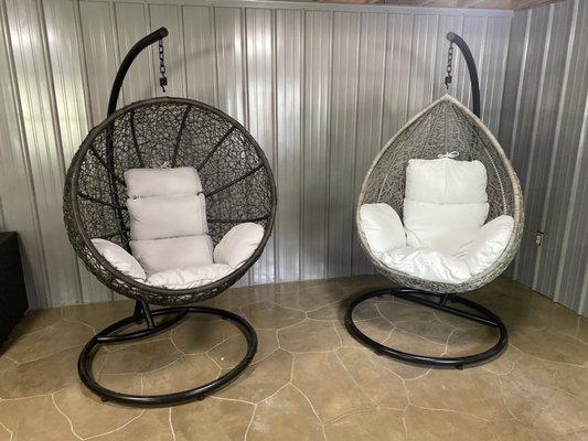 Our 2 designs of swing chairs we have in stock.