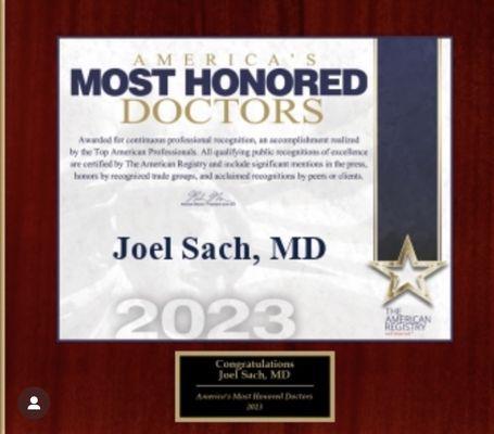 Most Honored Doctor Award for Dr Sach