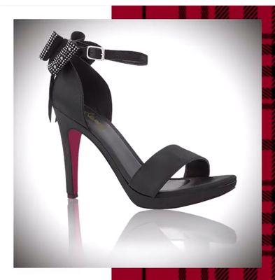 Beautiful red soles, with diamond bows, ankle strap heels available now to Shane these holidays