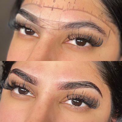 Before and after ombre powder brows, client asked for natural look