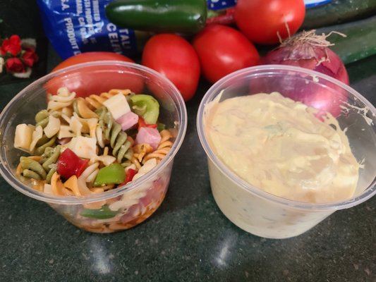 Pasta salad and potato salad