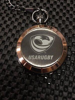 Pocket watch engraved for a USA Rugby player