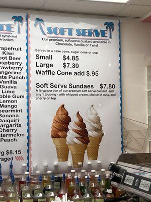 Soft serve menu