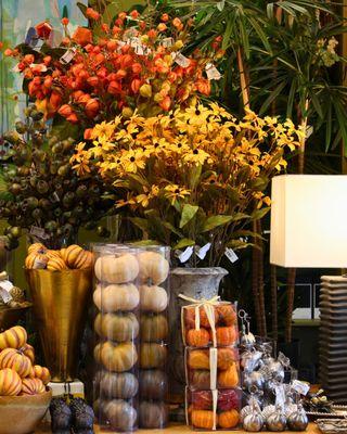 Fall silk flowers and home decor.