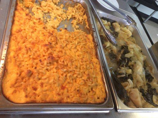 Mac & Cheese and Cabbage sprinkled with Collards (photo taken by owner).