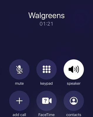 Phone call with amount of time the call took for the automated message took before going silent and then disconnecting me.