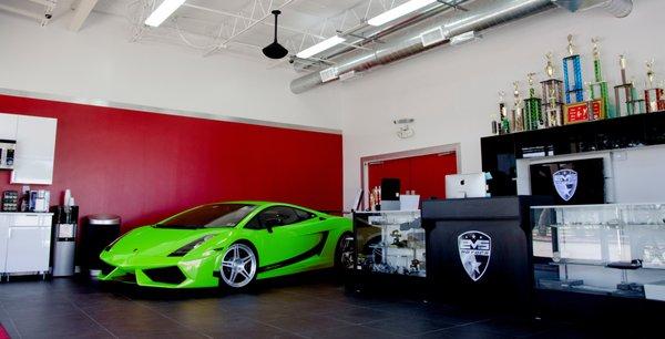 Lamborghini Gallardo Superlegerra in the EVS Motors showroom! Getting Window tints and clear bra paint protection film!