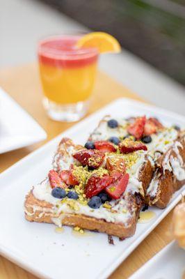 Honey Ricotta French Toast and Orange + Strawberry Juice