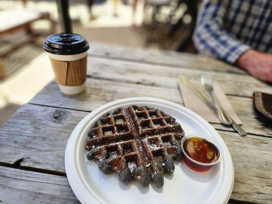 Cambria Classis blue corn waffleand Upgraded coffee. Yummy yummy in my tummy!!