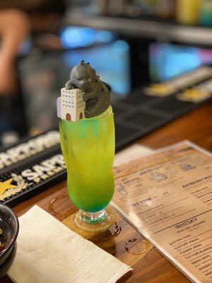 Godzilla cocktail with free toy!