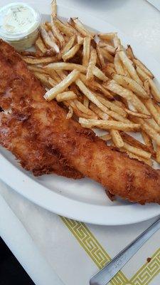 Beer-battered fish and fresh cut fries