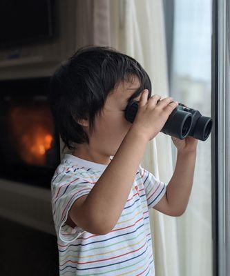 Did not find the binoculars in the closet until we were checking out!