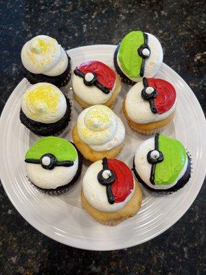 Chocolate and French Vanilla Pokémon cupcakes with buttercream