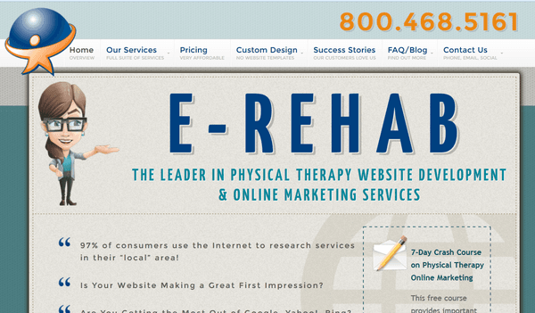 Here's our website home page for our physical therapy marketing website.