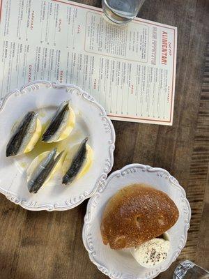 sardines with cheese and the foccacia