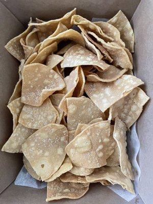 Corn tortilla chips, olive oil, Frank Grizzley's