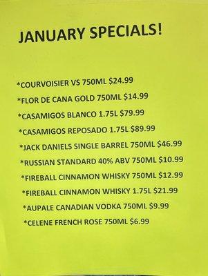 Here are our January specials, take advantage.