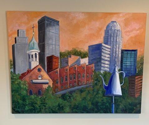 Office artwork of downtown Winston-Salem