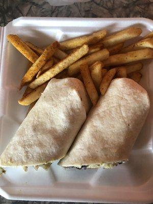 Falafel Wrap with fries