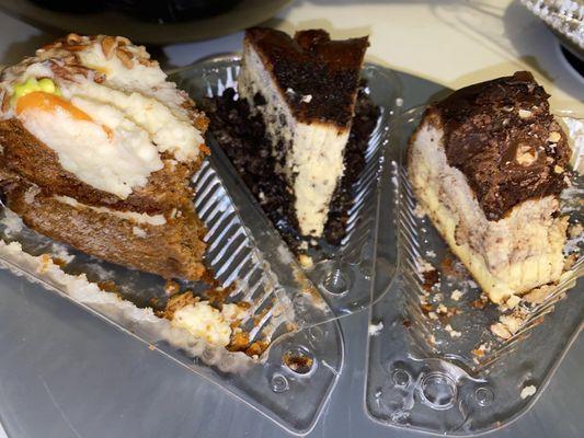 Carrot Cake, Oreo Cheesecake, Caramel Cheesecake