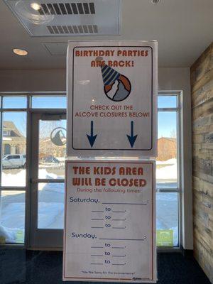 They now offer birthday parties