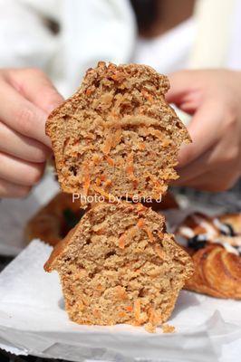 Inside of Ginger Carrot Einkorn Muffin ($3)