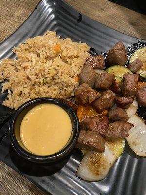 Steak and fried rice habachi