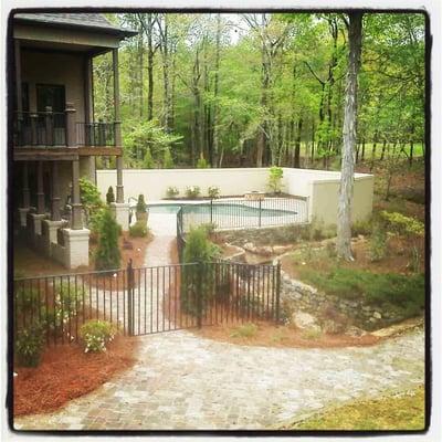 Complete Backyard transformation.  Gunite Pool, FireRock Pavers, Limestone Coping