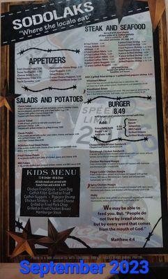 Menu prices as of Sept. 2023