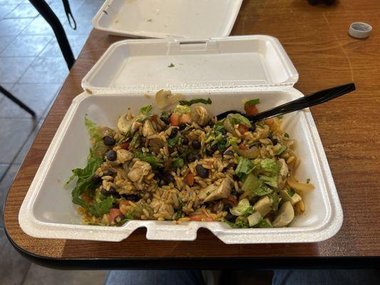 Mushroom burrito bowl.