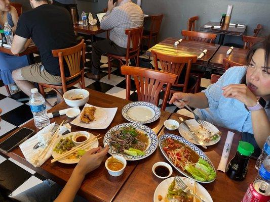 Beef larb, and papaya salad.