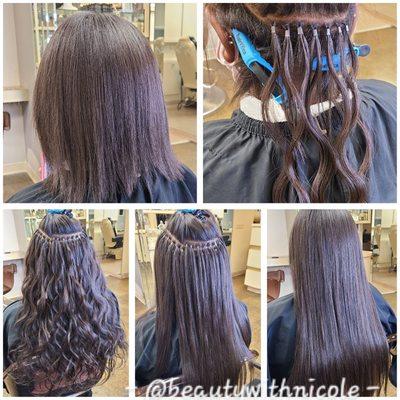 This is  I-Tip hair extensions, sometimes called microlinks.