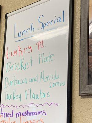 Their lunch special for the day.