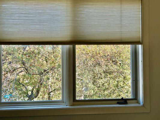 Older shade in adjacent bedroom with older dangling cord.